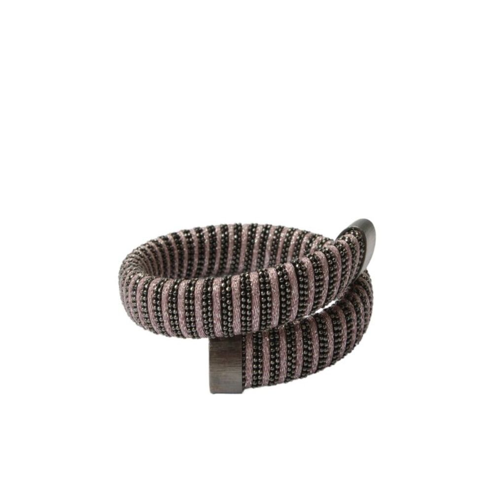 Carolina Bucci Womens 925 Silver Pink/Black Stripe Caro Wrap Bracelet OS